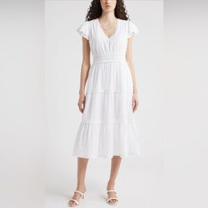 Only worn once! Chelsea28 Flutter Sleeve Tiered Cotton Midi Dress